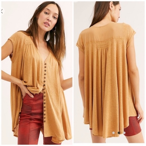 Free People Tops - Free People Naturelle Orangle Boho Flowy Top NWT